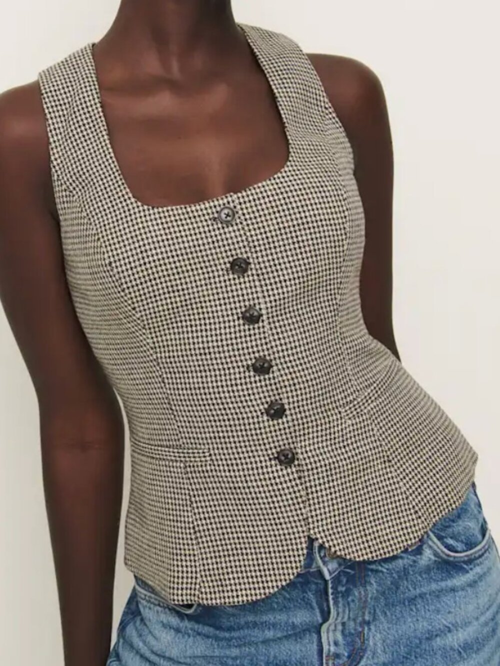 Reformation Delanie Top, Color Houndstooth, Size 4, NWT